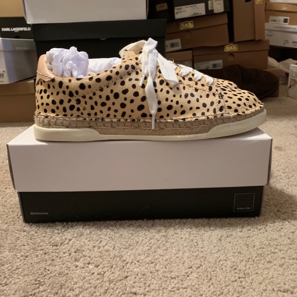 NEW DOLCE VITA MADOX SNEAKER IN LEOPARD CALF HAIR - Picture 3 of 7